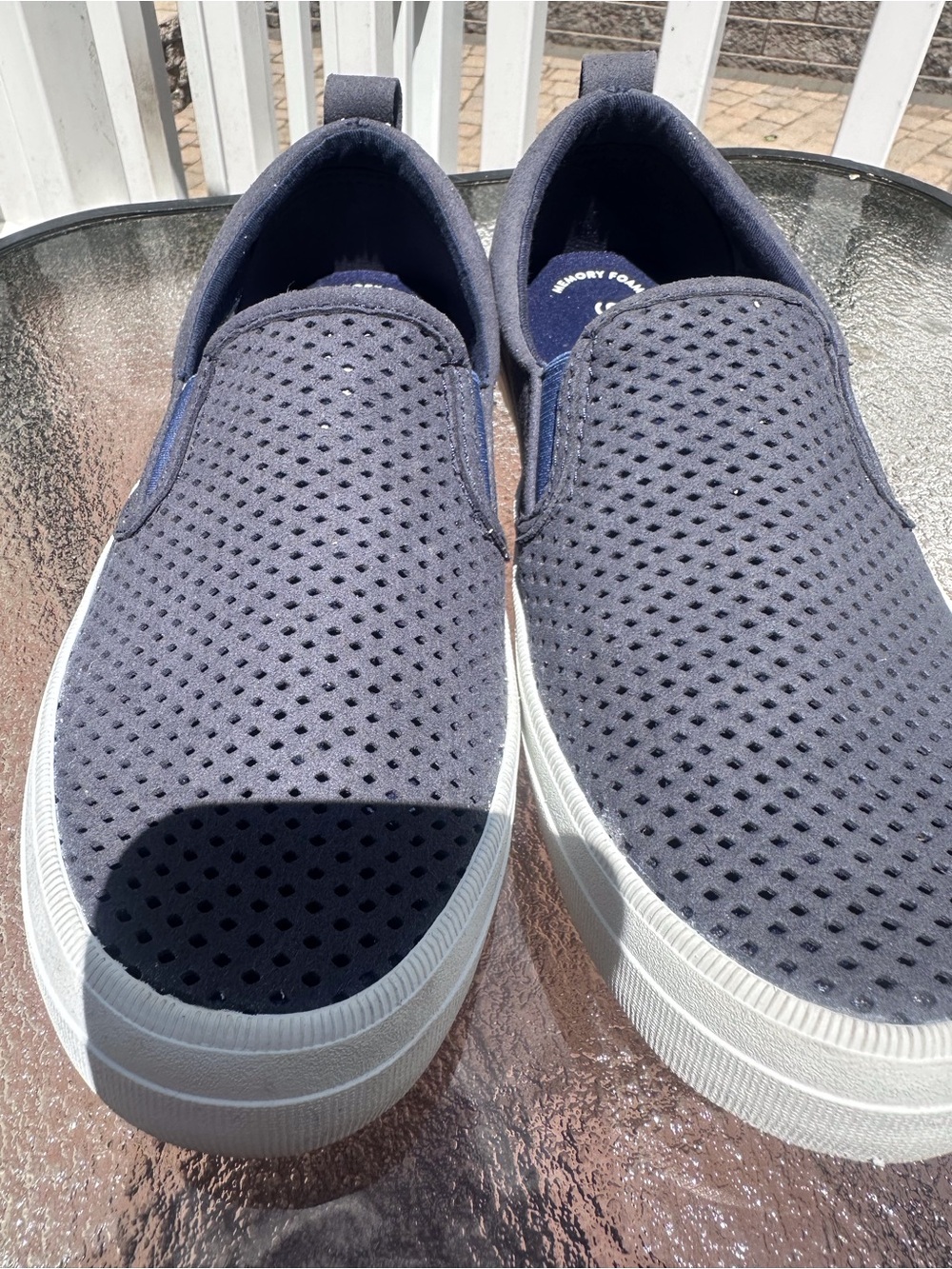 Sperry Navy Perforated Slip-On Sneakers